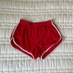 American Apparel red terry shorts, size small